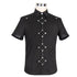SiaLinda for Men: Hemd Heidar, kurzärmlig, kreuzförmige Druckknöpfe, schwarz - SiaLinda.com